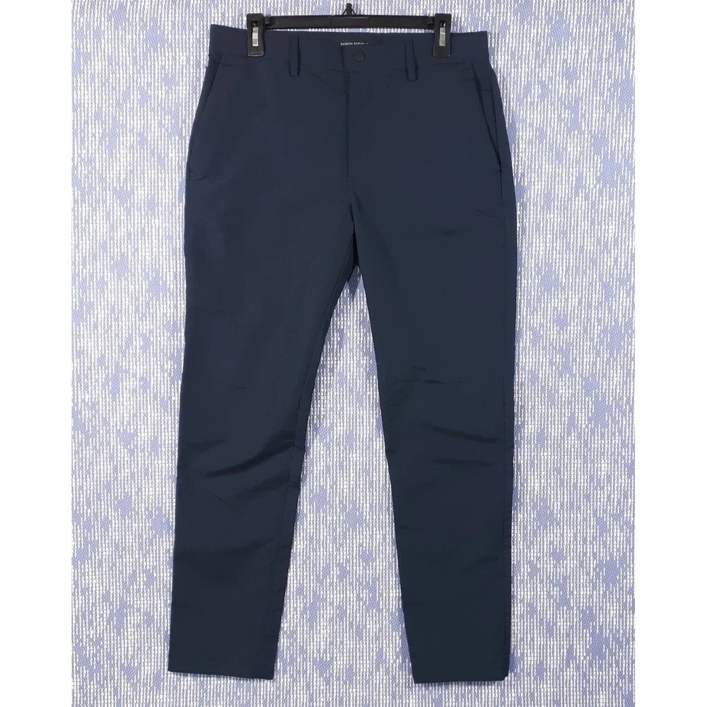 Banana Republic Chino Pants Mens 32 x 30 Slim Fit Blue Lightweight Polyester